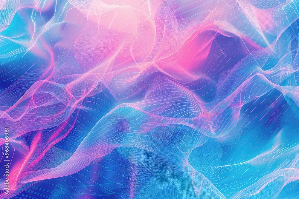 Abstract Pink and Blue Wavy Lines