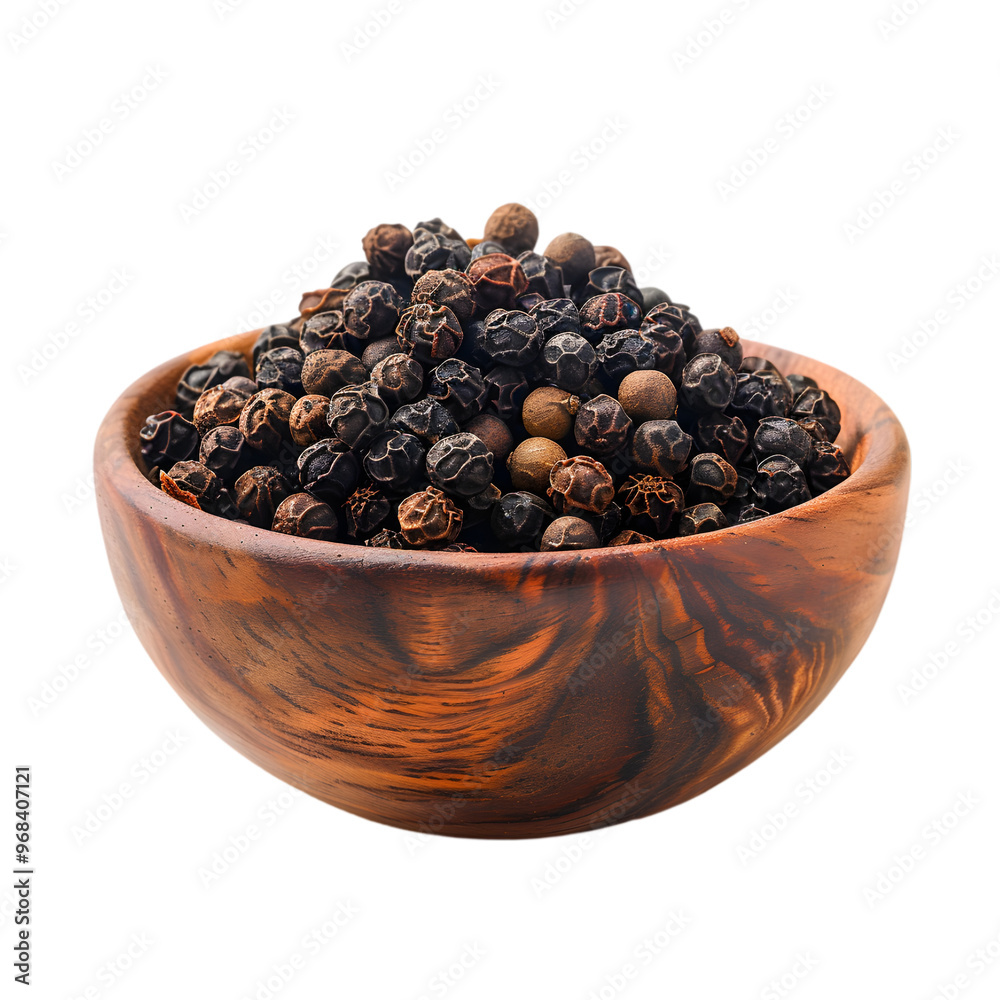 Peppercorns in a bowl close up isolated on transparent background Peppercorns in a bowl close up isolated on transparent background