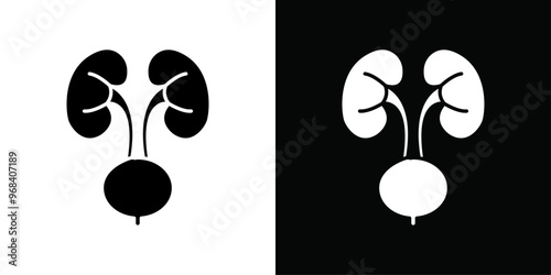 Urinary system icon Thin line flat illustration