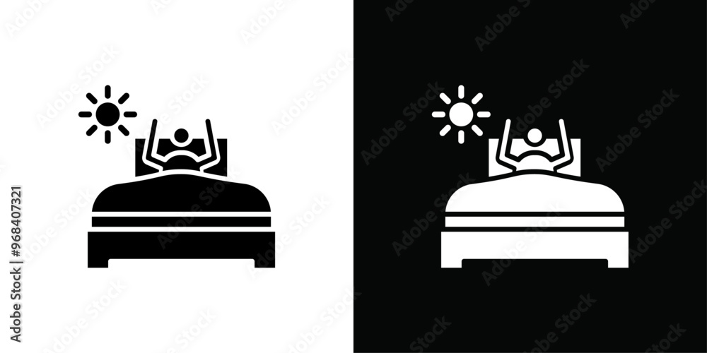 Wake up in the morning icon Thin line flat illustration Wake up in the morning icon Thin line flat illustration