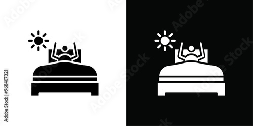 Wake up in the morning icon Thin line flat illustration