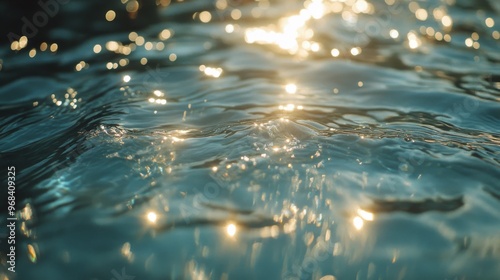 Sun Glimmering on Rippling Water Surface photo