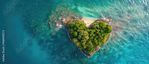 Heart-Shaped Island in the Turquoise Waters of the Caribbean