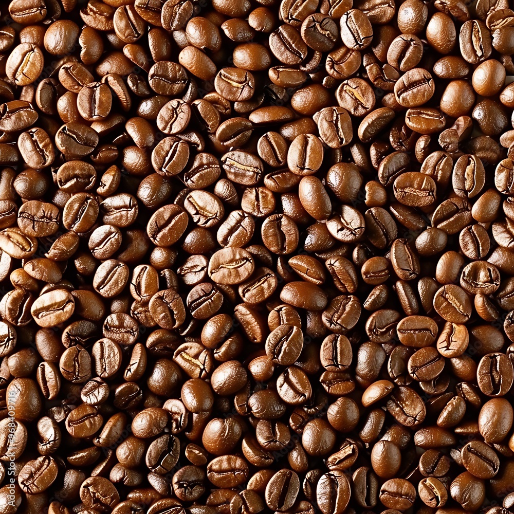 Obraz premium Roasted coffee beans background. Close up of roasted coffee beans.