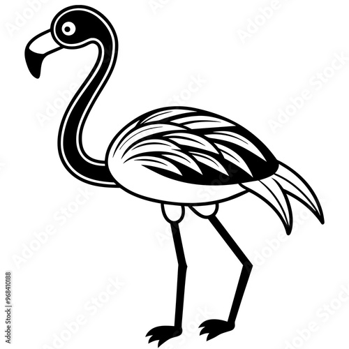 Cartoon flamingo on white background