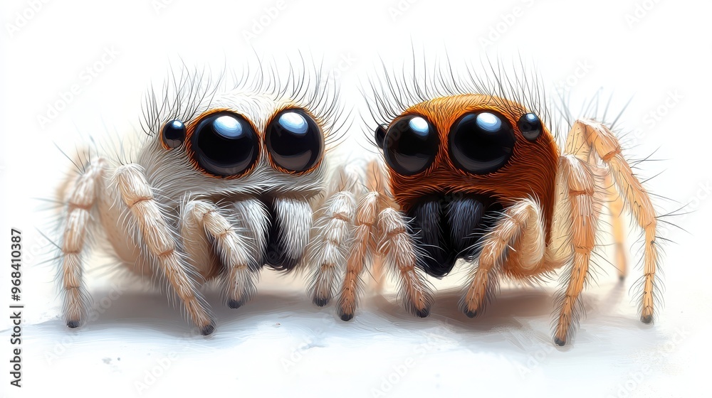 Cute cartoon spider with big eyes on a white background, friendly and approachable