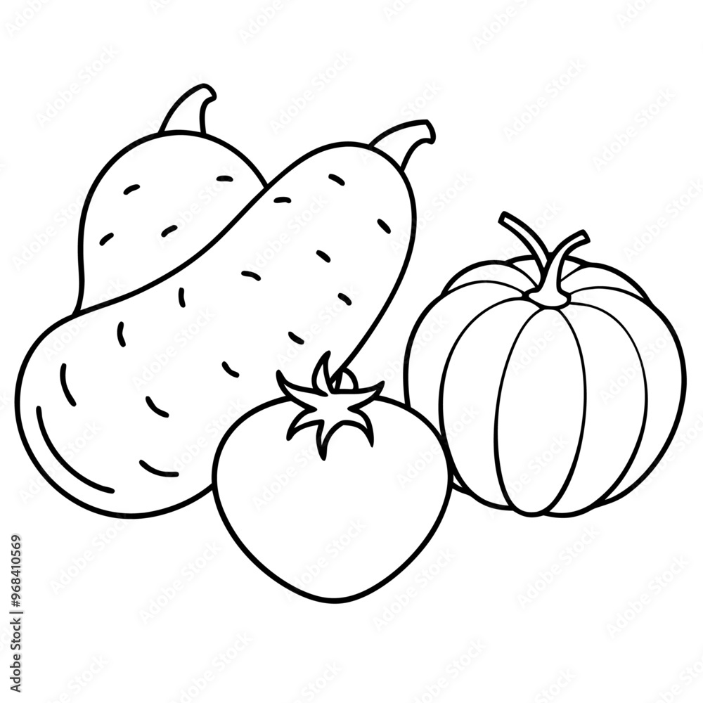 sweet potatoes tomatoes vegetables outline coloring book page line art illustration digital drawing sweet potatoes tomatoes vegetables outline coloring book page line art illustration digital drawing