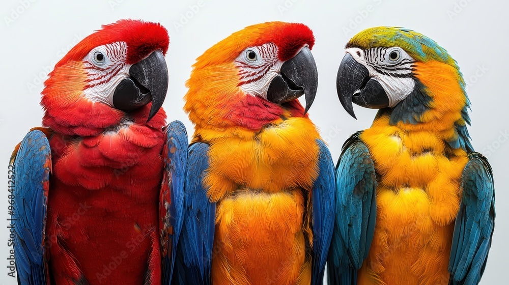 Fototapeta premium Exotic Birds on White Background