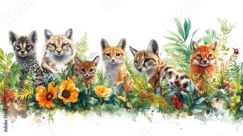 Exotic Animals on White Background