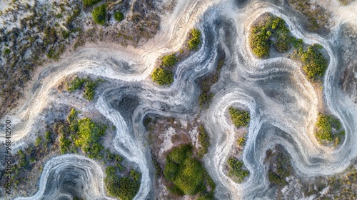 Aerial view of abstract patterns in pingos photo