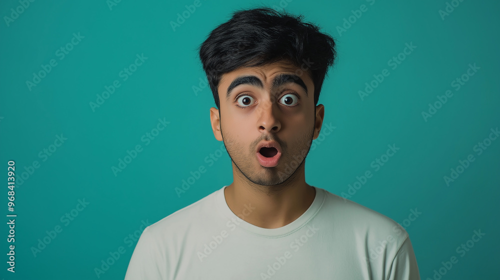 Young man with a shocked expression on his face Young man with a shocked expression on his face