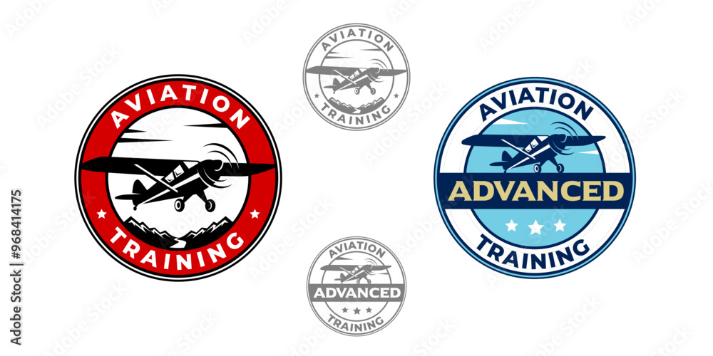 Obraz premium The vector logos represents an aviation school or flight training, featuring a airplane silhouette in flight. The design incorporates dynamic angles, symbolizing movement, precision, and progress.