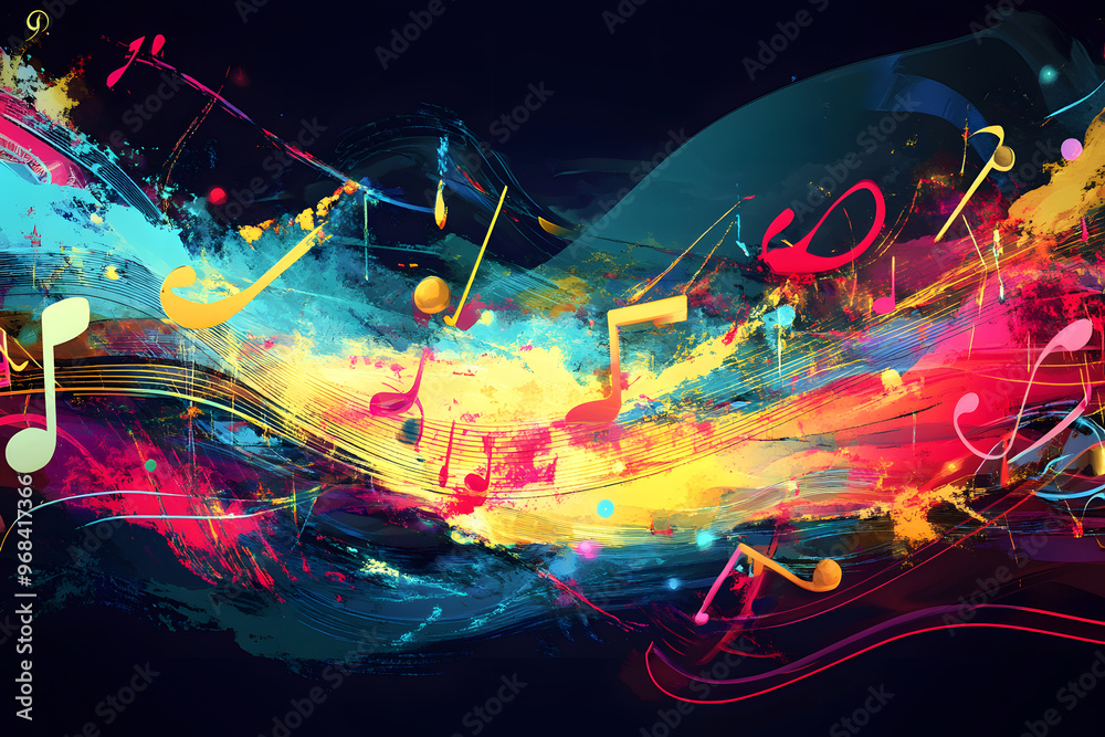 Colorful music notes background Colorful music notes background