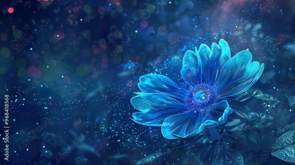 Blue_glowing_flower_in_space_background Blue_glowing_flower_in_space_background