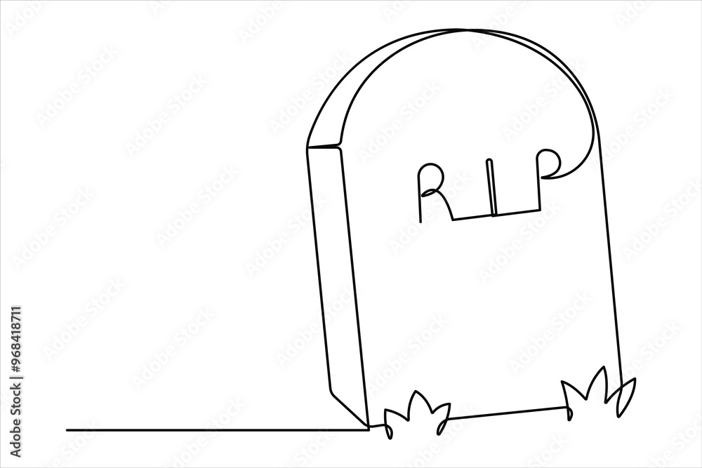 Gravestone R.I.P continuous one line art drawing of Halloween, grave, cemetery, death, memorial day
Gravestone R.I.P continuous one line art drawing of Halloween, grave, cemetery, death, memorial day