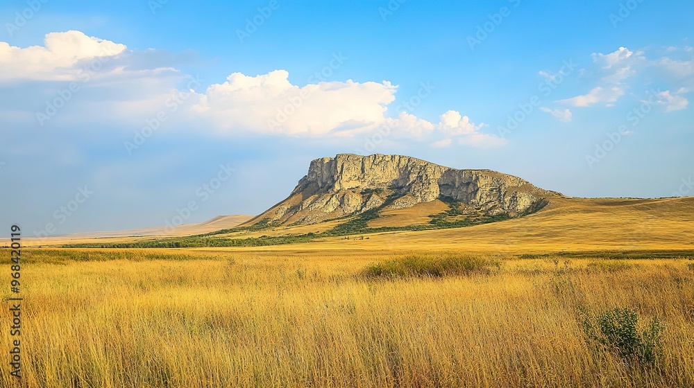 Fototapeta premium The Steppe of Crimea: A Unique Natural Area, Showcasing Vast Open Landscapes, Rich Biodiversity, and the Distinct Ecosystem of This Historical Region
