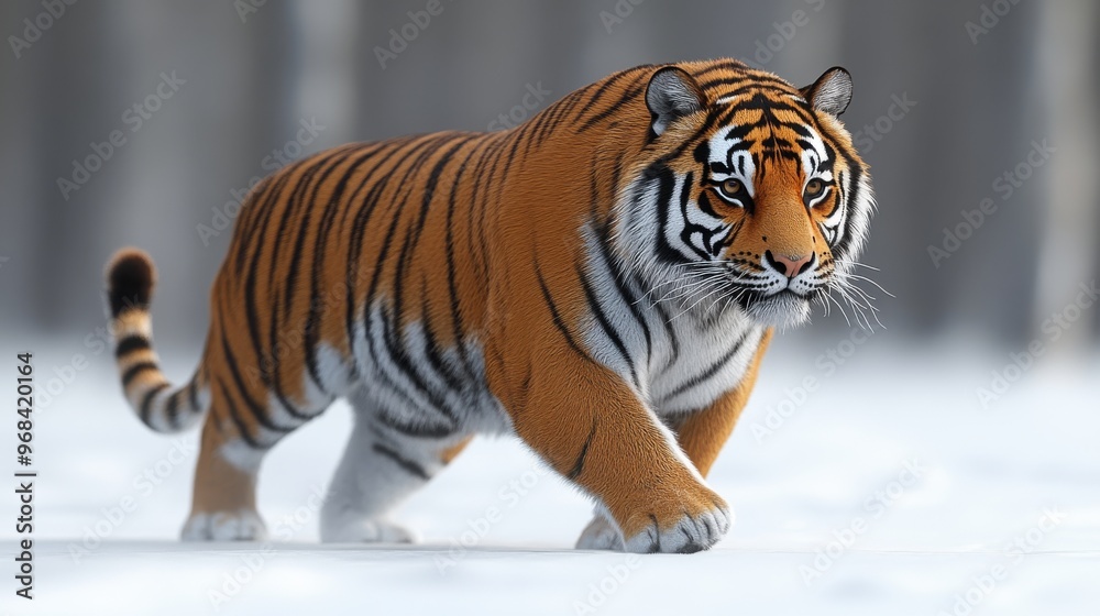 Obraz premium Realistic animal on a white background, full-body view, detailed fur