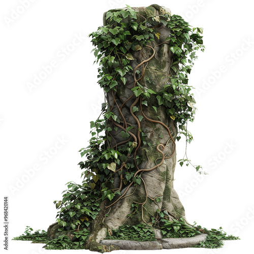 wild creeper vines enveloping an old tree trunk png