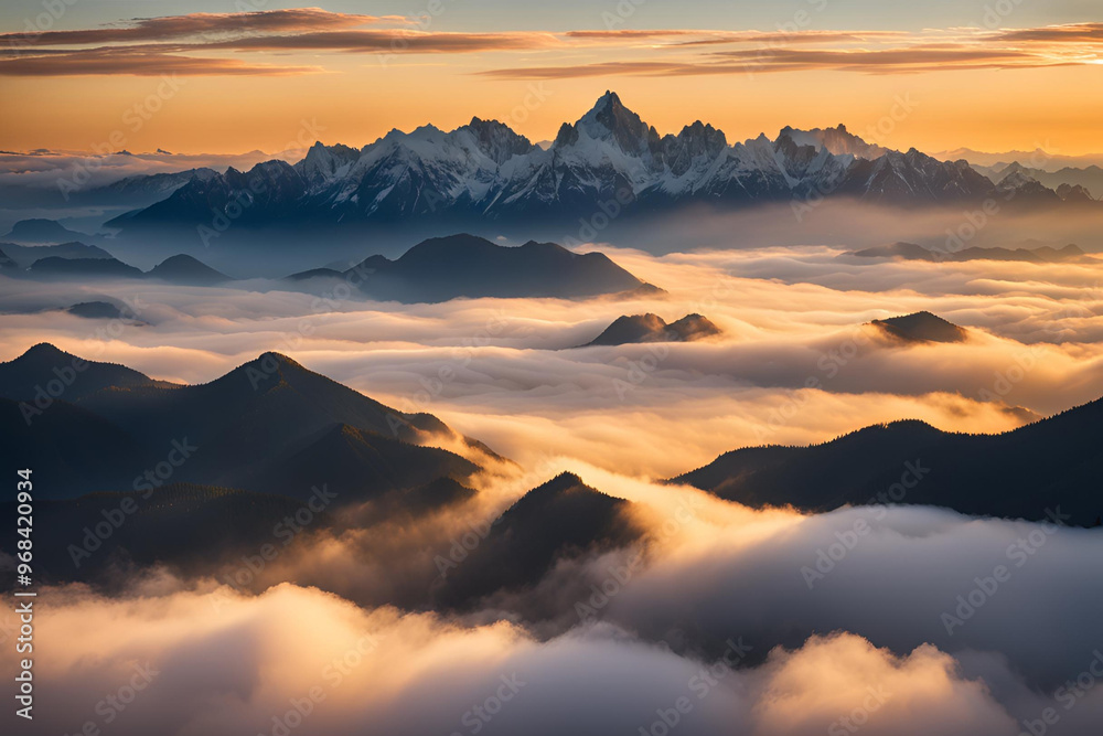 Obraz premium View of beautiful moody landscape in the Alps.