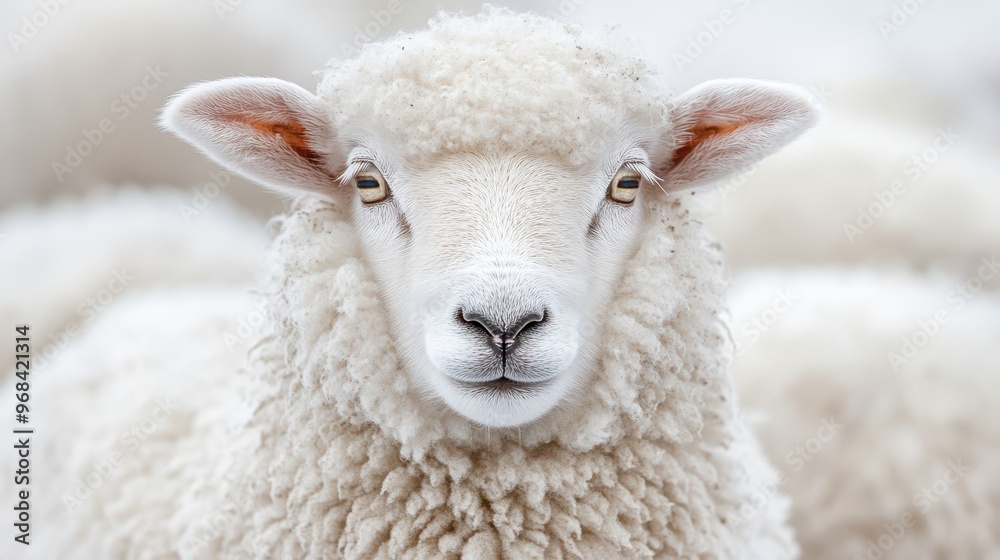 Sheep clipart featuring its distinctive white fleece and calm expression on a white background Sheep clipart featuring its distinctive white fleece and calm expression on a white background