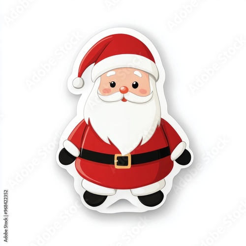 Modern Minimalist Santa Sticker on White Background