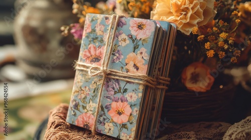 Vintage Floral Blossoms and Handbound Books photo