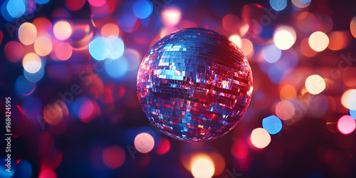 Disco Ball Glowing on Abstract Background