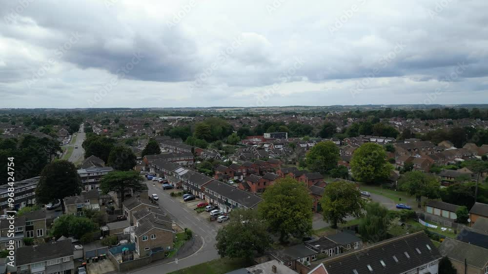Aerial View of Kempston Town of Bedford City During Cloudy and Rainy Day over Bedfordshire England, Great Britain. September 10th, 2024 Aerial View of Kempston Town of Bedford City During Cloudy and Rainy Day over Bedfordshire England, Great Britain. September 10th, 2024