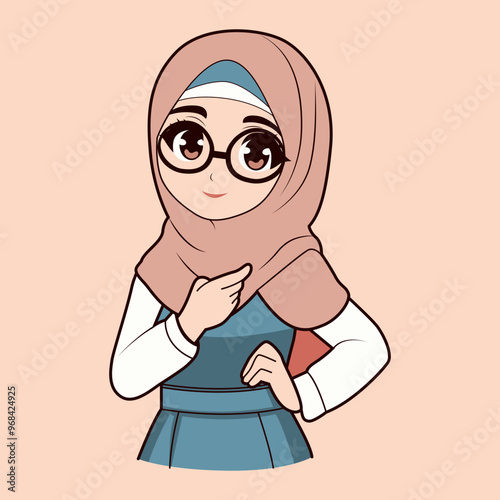 Cute Teacher Cartoon with Hijab 4