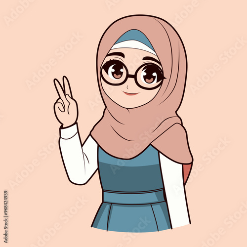 Cute Teacher Cartoon with Hijab 5