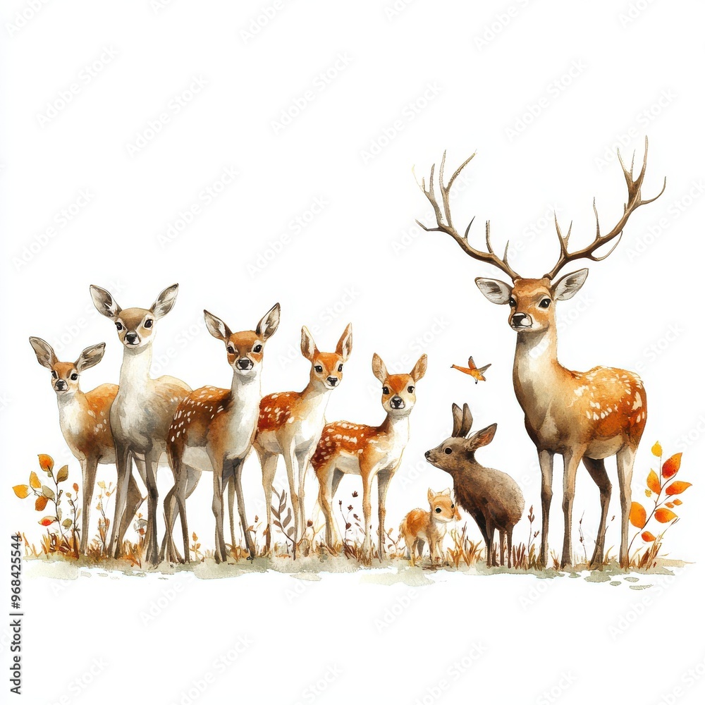 Obraz premium Wildlife background, on white background