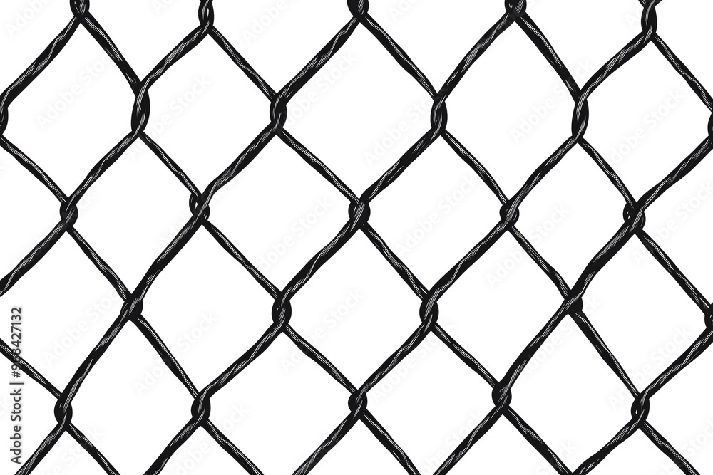 Naklejka premium An illustration of a chainlink fence isolated on a transparent background