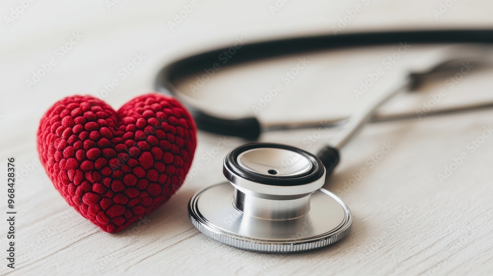 A close-up of a red heart next to a stethoscope on a wooden surface, symbolizing health, care, and medical attention. A close-up of a red heart next to a stethoscope on a wooden surface, symbolizing health, care, and medical attention.