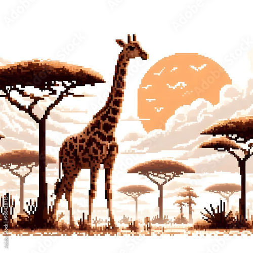 기린, 픽셀아트 (Giraffe, pixel art) photo