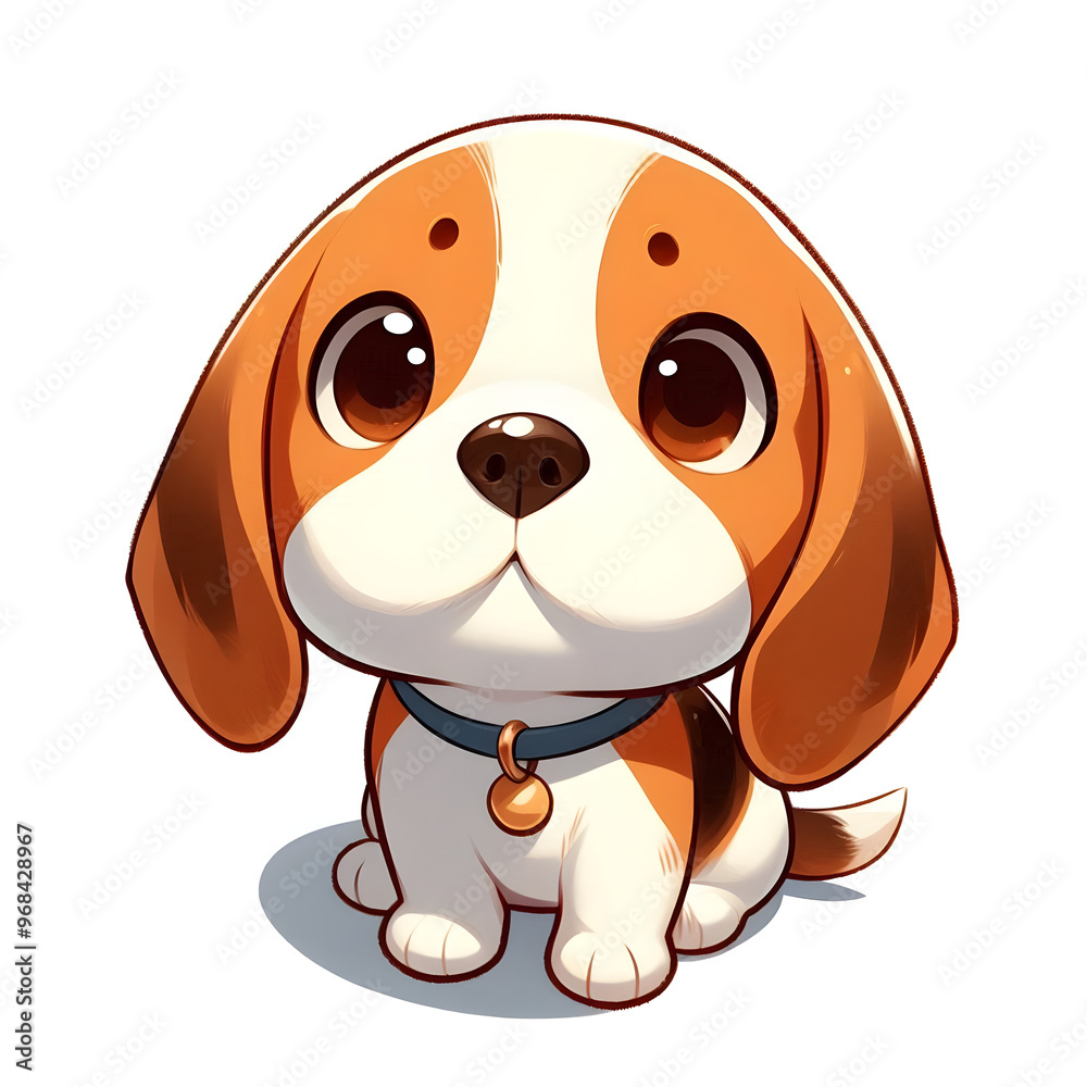흰 배경, 비글, 애니메이션 아트 (White background, beagle, animation art)