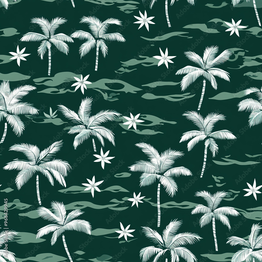 seamless pattern sea and coconut tree of shirt Hawaii style. seamless pattern sea and coconut tree of shirt Hawaii style.