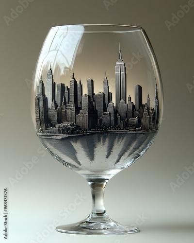 manhattan city in othello wine glass