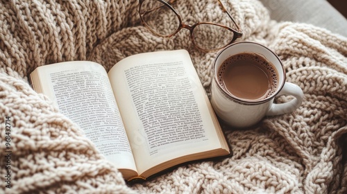 Cozy Autumn Afternoon: Reading, Knitting, and a Warm Cup of Coffee