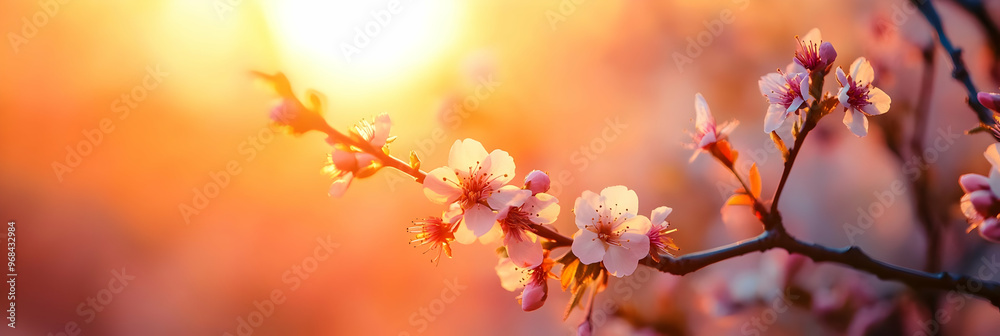 Spring Blossoms Photo - Peach Tree Flowers at Sunset Spring Blossoms Photo - Peach Tree Flowers at Sunset