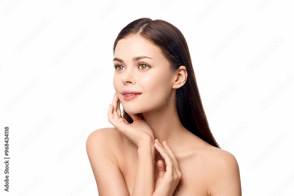 Beautiful young woman with clean skin on white background, isolated Beautiful young woman with clean skin on white background, isolated