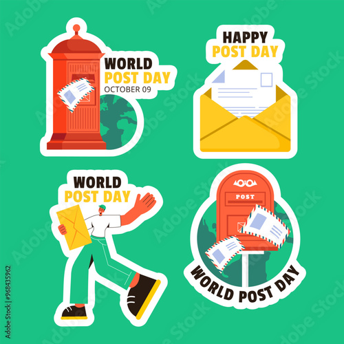 Post Day Label Flat Cartoon Hand Drawn Templates Background Illustration