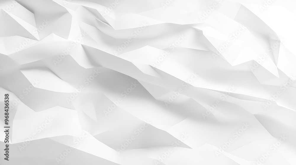 Obraz premium Abstract White Paper Texture, Geometric Shapes, Crumpled, Minimalist Design, Background, White, Grey, Modern, Clean, Style