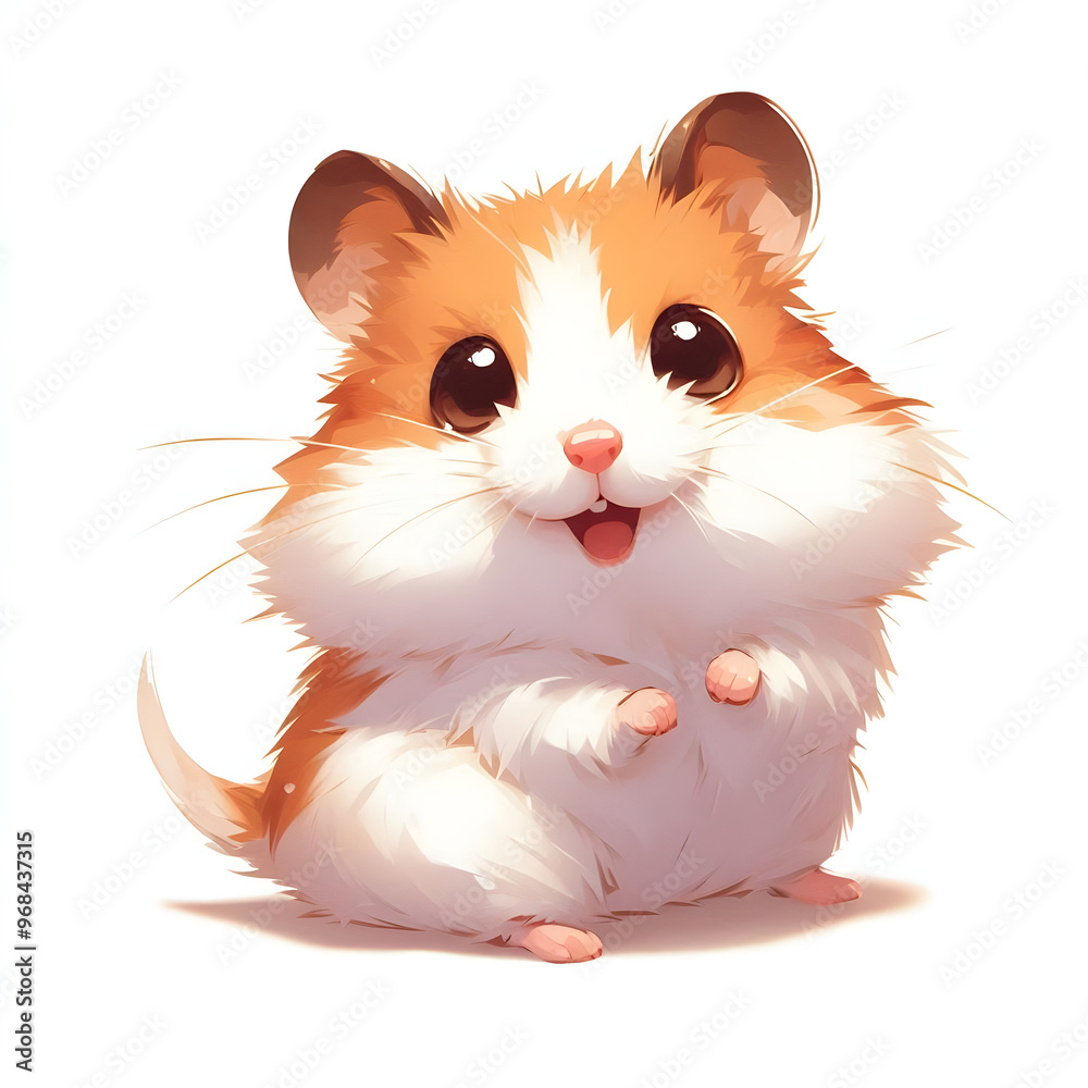 흰 배경, 햄스터, 애니메이션 아트 (White background, hamster, animation art) 흰 배경, 햄스터, 애니메이션 아트 (White background, hamster, animation art)