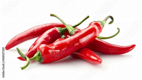 Vibrant Red Chili Peppers Isolated on White Background