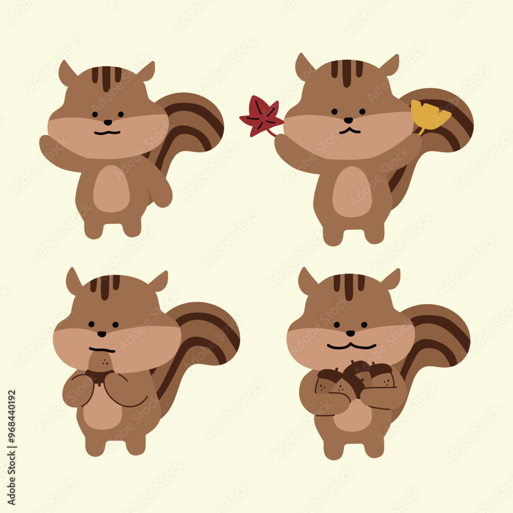 Fototapeta premium Cute Squirrel Characters Set