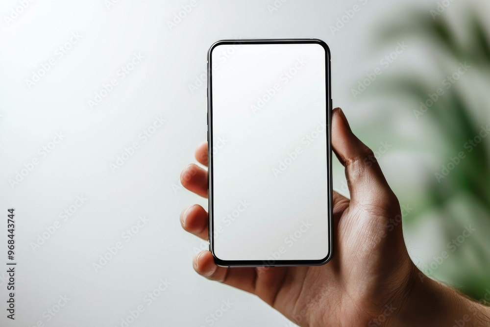 Hand Holding Smartphone Mockup Isolated created with Generative AI Hand Holding Smartphone Mockup Isolated created with Generative AI