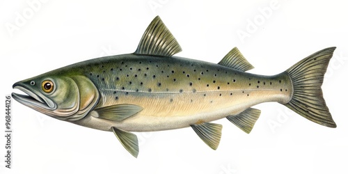 Vintage drawing of Salmo salar, a Nordic cold water animal, vintage, drawing, Salmo salar, Nordic, cold water, animal, fish