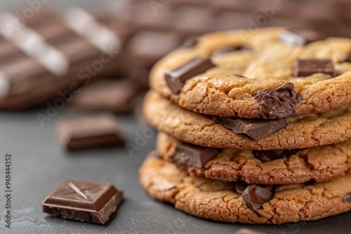 Chocolate Chip Cookies on Dark Table Background - Delicious Baked Goods and Sweet Treats for Bakery Lovers and Food Photographers photo