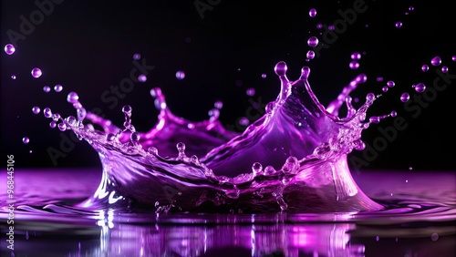 Vibrant purple water splash on dark background for abstract and artistic photography