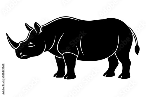 rhinoceros vector silhouette, rhinoceros line art  animal